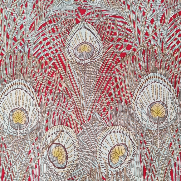 LIBERTY OF LONDON Vintage silk scarf red peacock - Picture 3 of 6